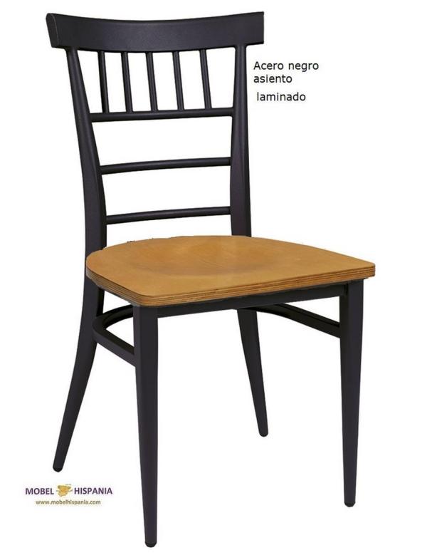 152 Silla negro asiento madera 06 1