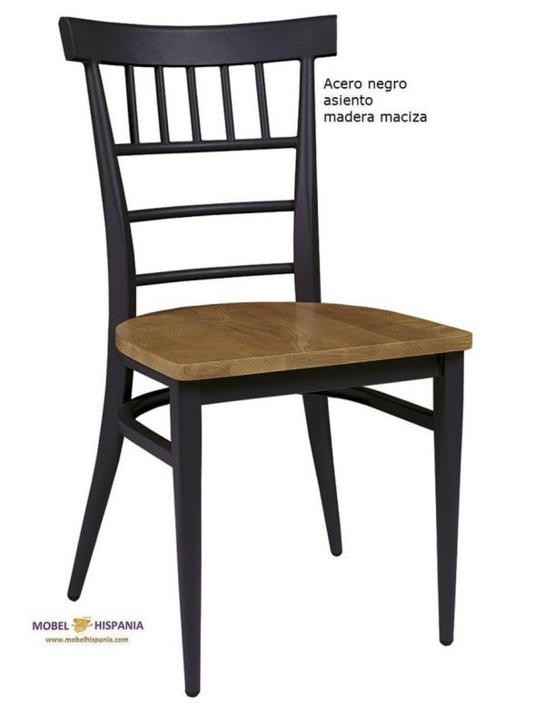 152 Silla negro asiento madera 07 1