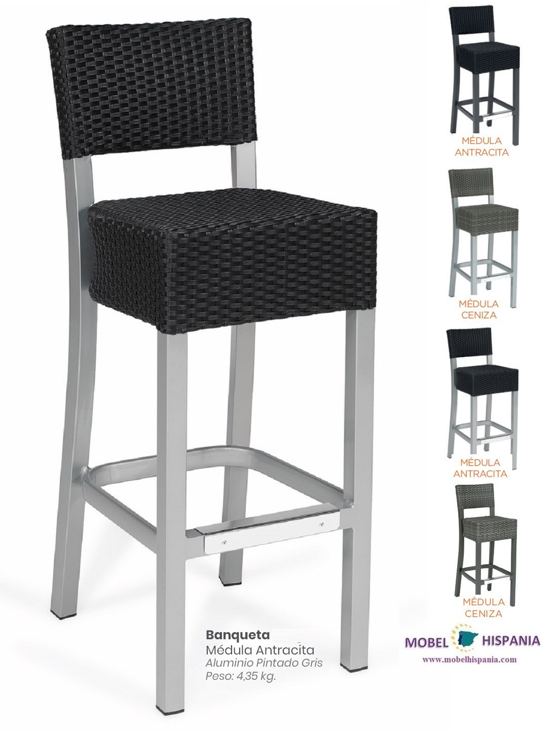 4557 taburete aluminio gris antracita