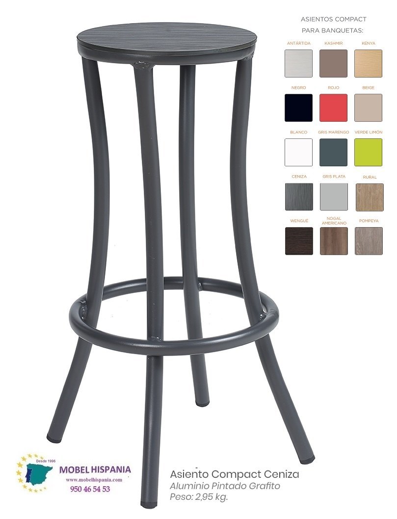 8119 Banqueta Grafito Asiento Compact Ceniza
