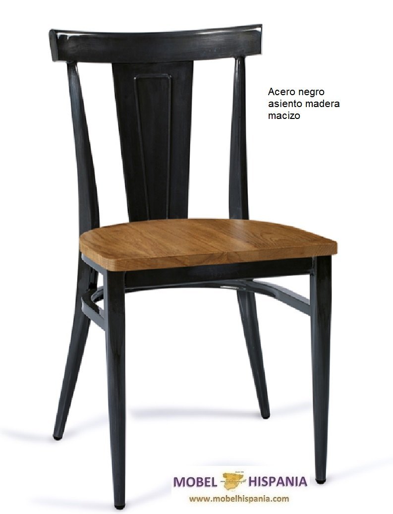 DAKOTA silla acero negro asiento macizo 1