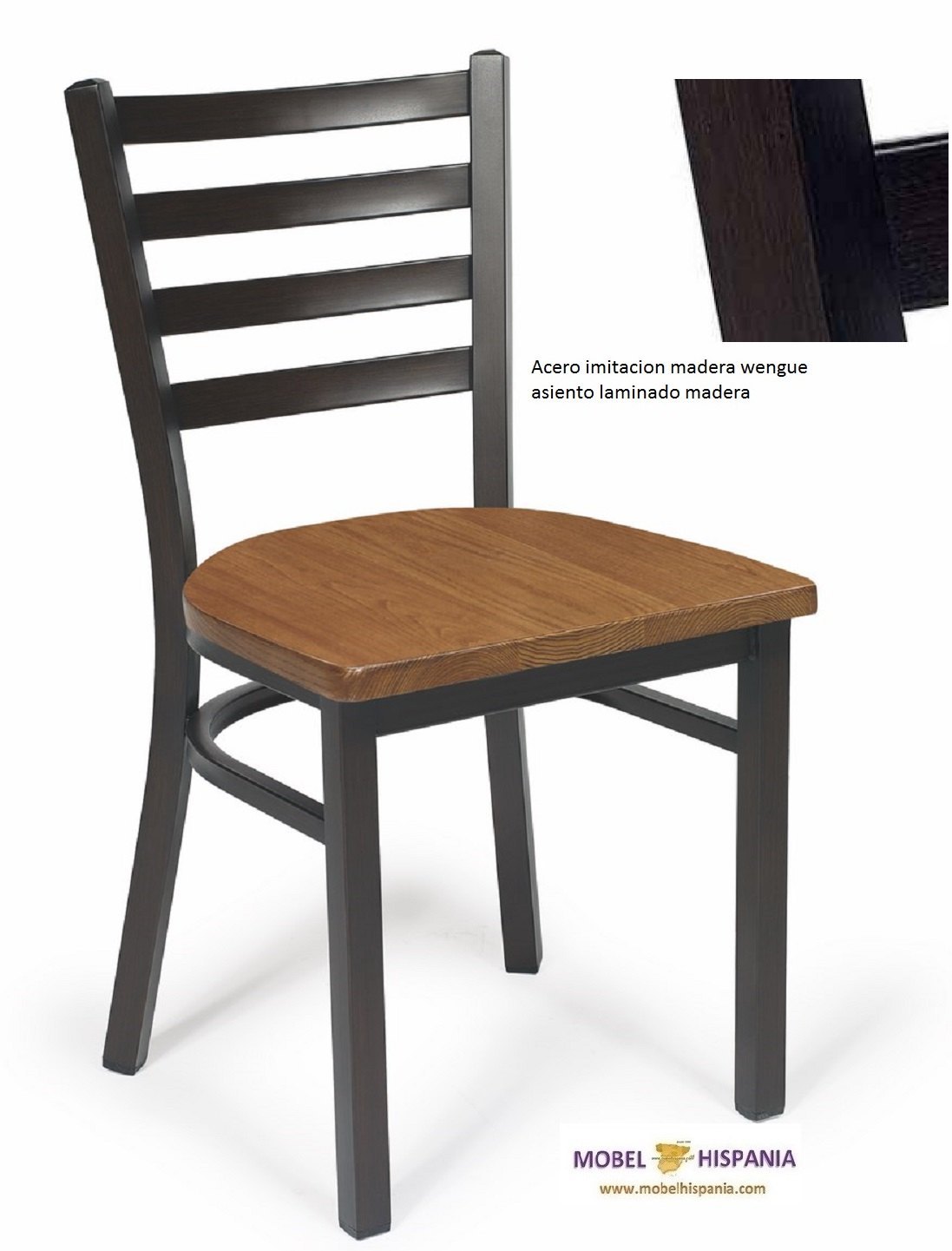 AMERICA Silla acero wengue madera