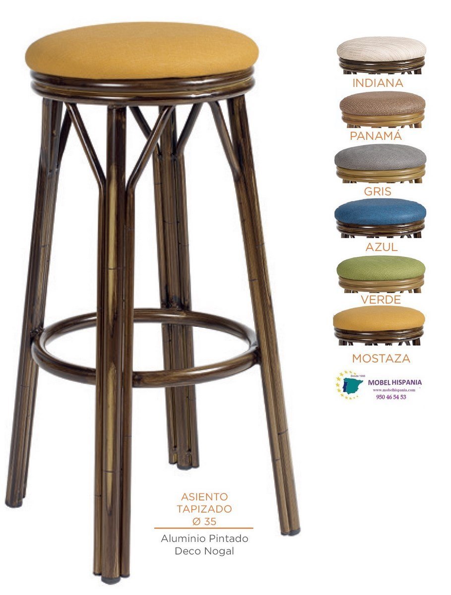 8231 Banqueta bambu tapizado gris 10