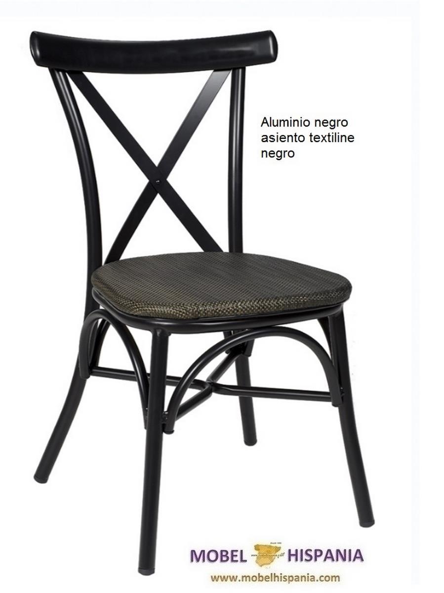 163 silla aluminio negro asiento madera macizo 10 1