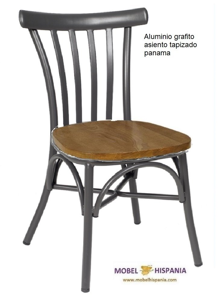 164 silla aluminio negro asiento madera 05 2
