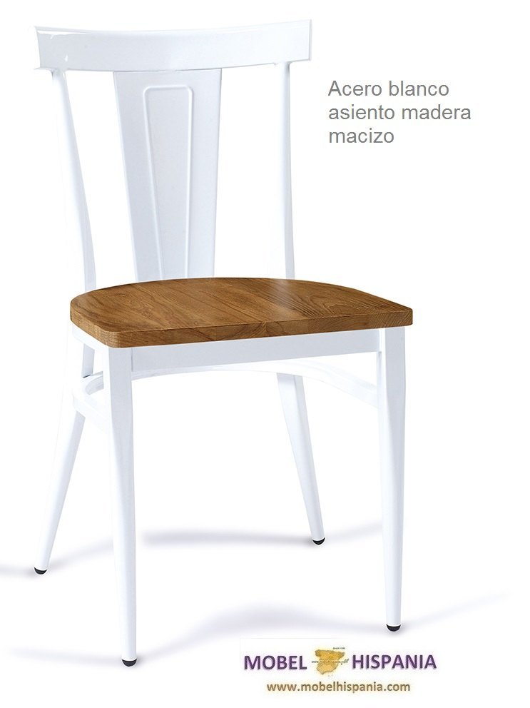 DAKOTA silla acero gris envejecido asiento madera macizo 04 1