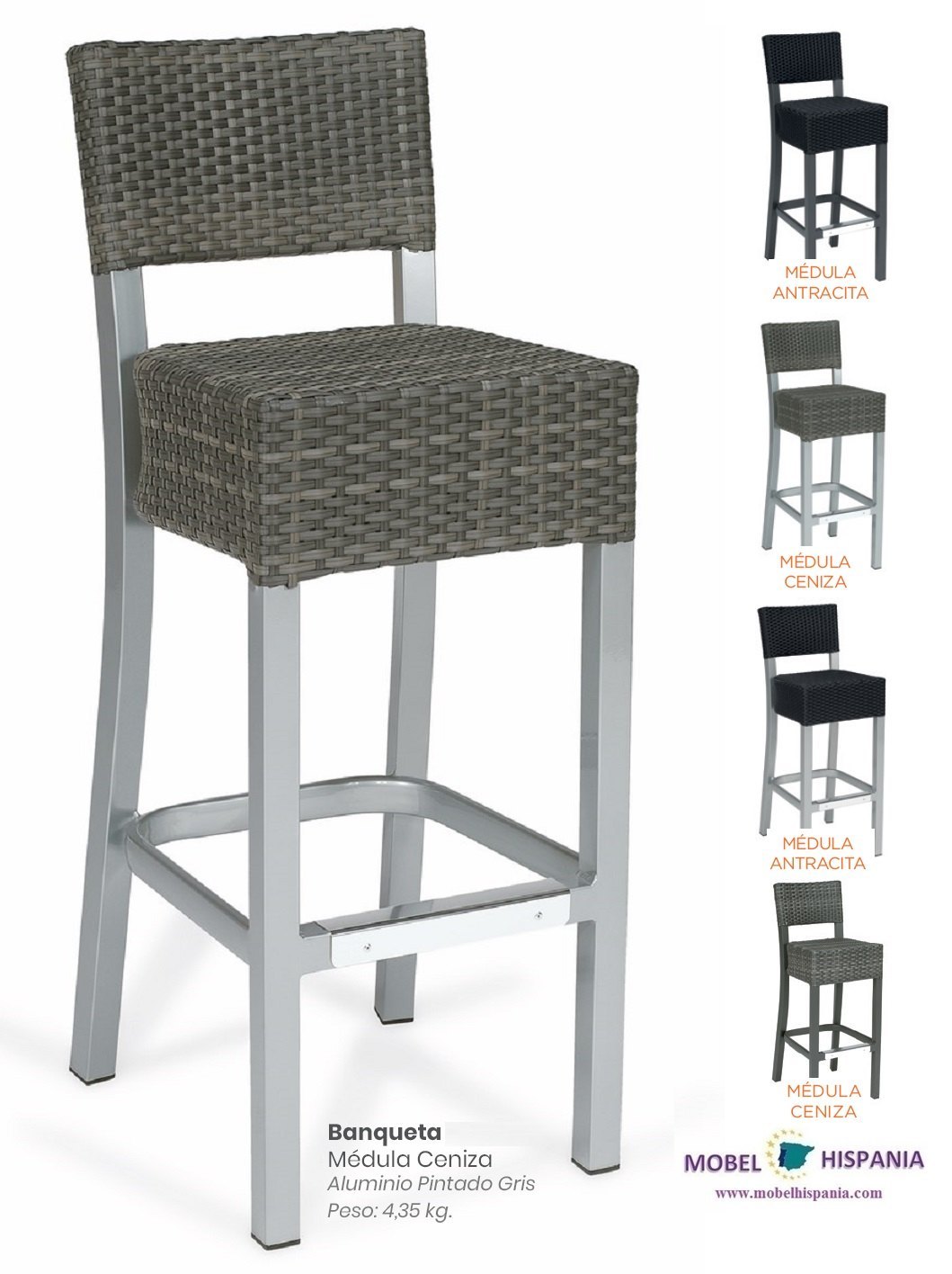 4557 taburete aluminio gris ceniza