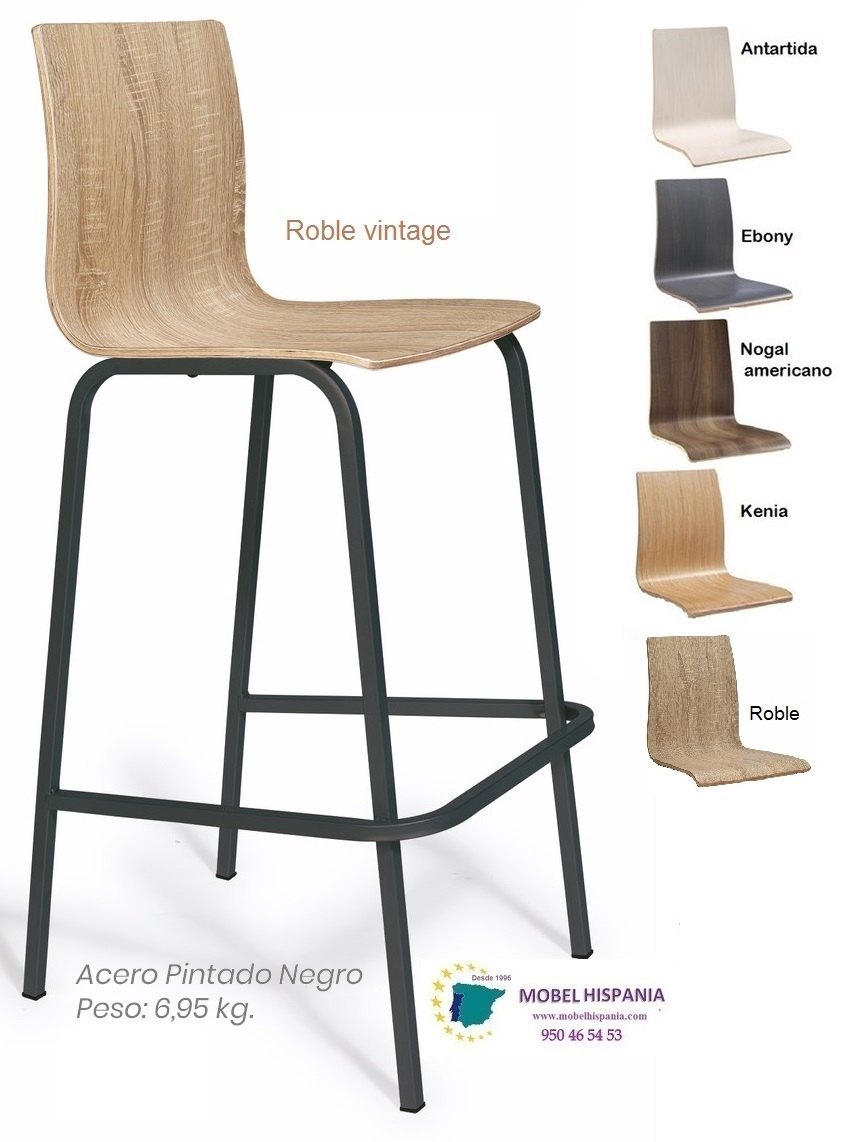 392 taburete metal negro nogal 02