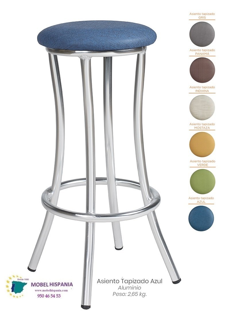 8119-Banqueta-Aluminio-Asiento-Tapizado-Azul 8119 Banqueta Aluminio Asiento Tapizado Azul