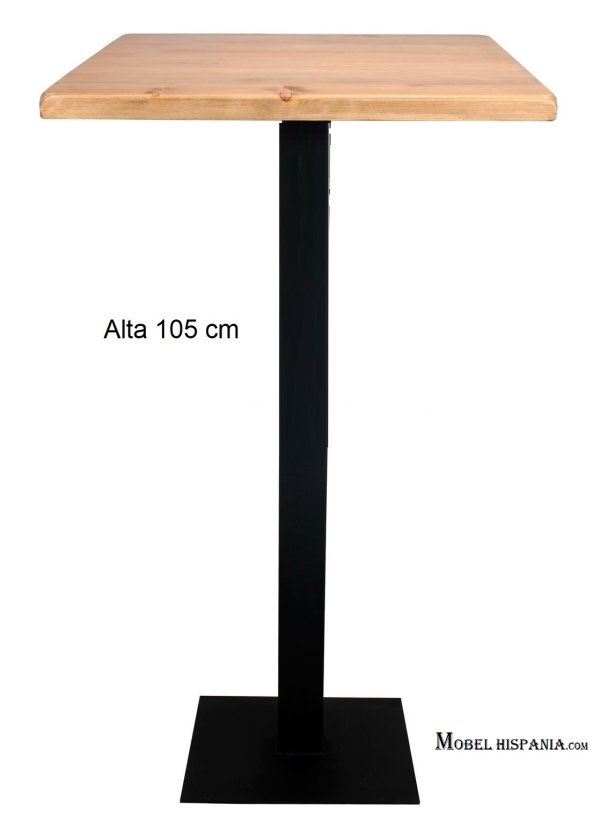 FERRO mesa alta negra tapa madera