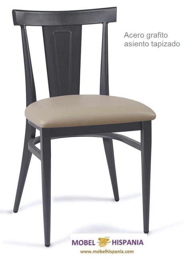 DAKOTA silla acero negro envejecido asiento tapizado indiana 05 1