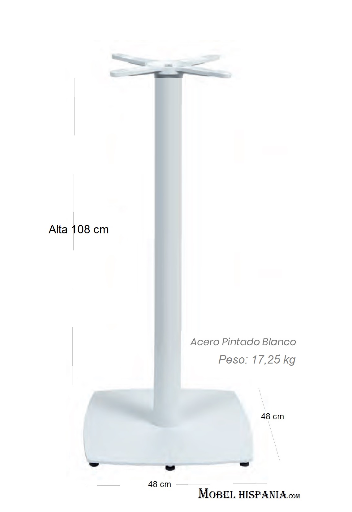 9322 Pie mesa metal blanco 02