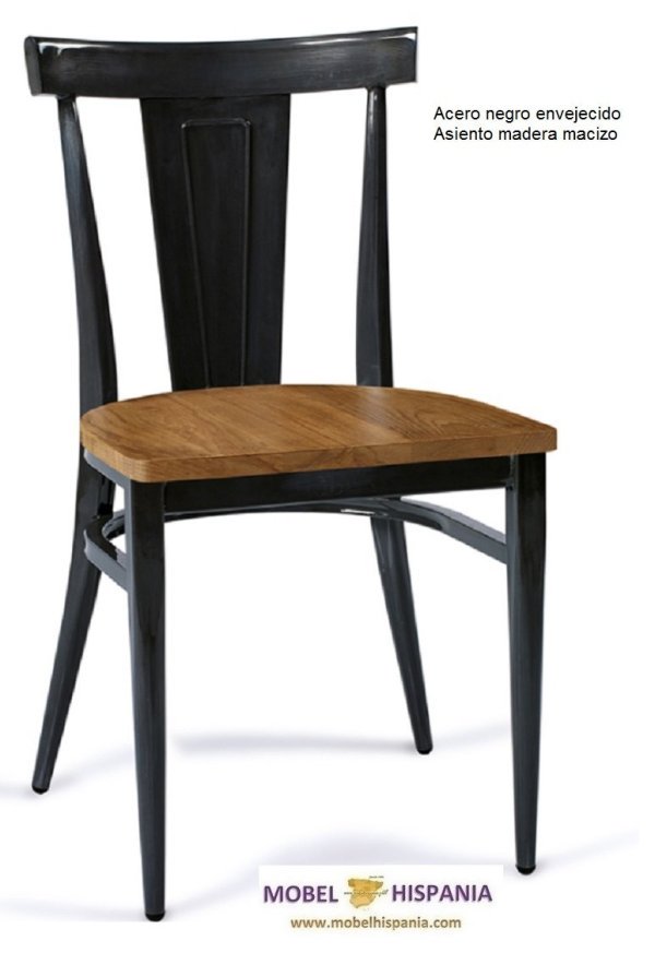 DAKOTA silla acero negro envejecido asiento macizo 1