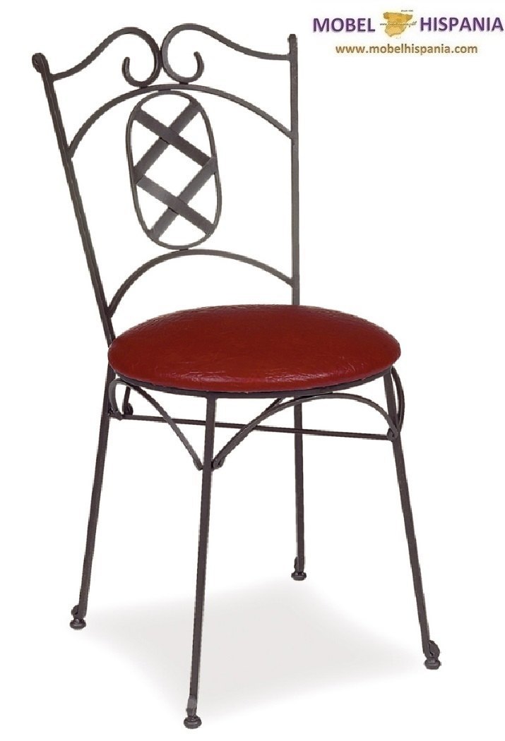 RONDA silla forja vintage tapizado burdeos 1
