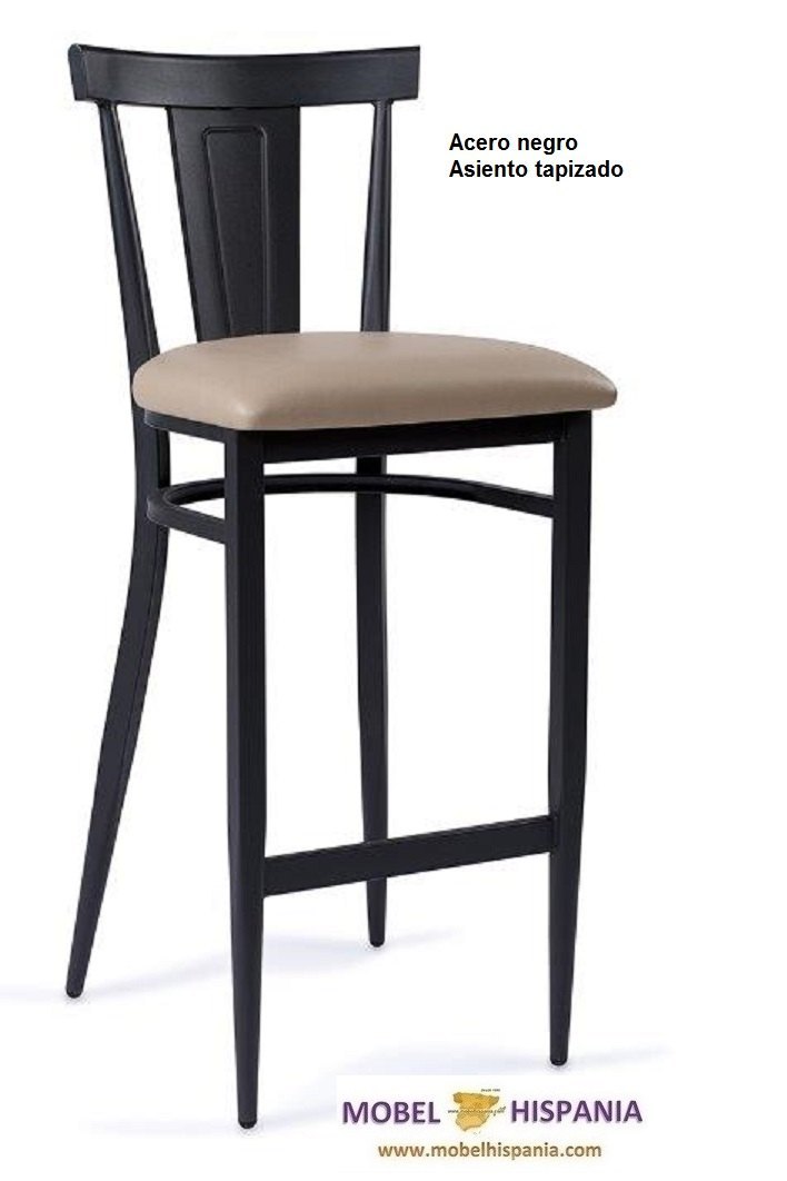 DAKOTA banqueta acero negro asiento tapizado kashmir