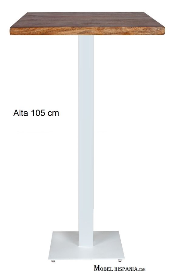 FERRO mesa alta blanca tapa madera