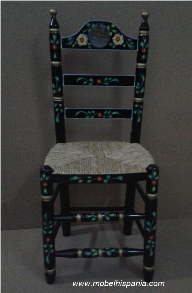 trianilla silla sevillana verde decorada 01