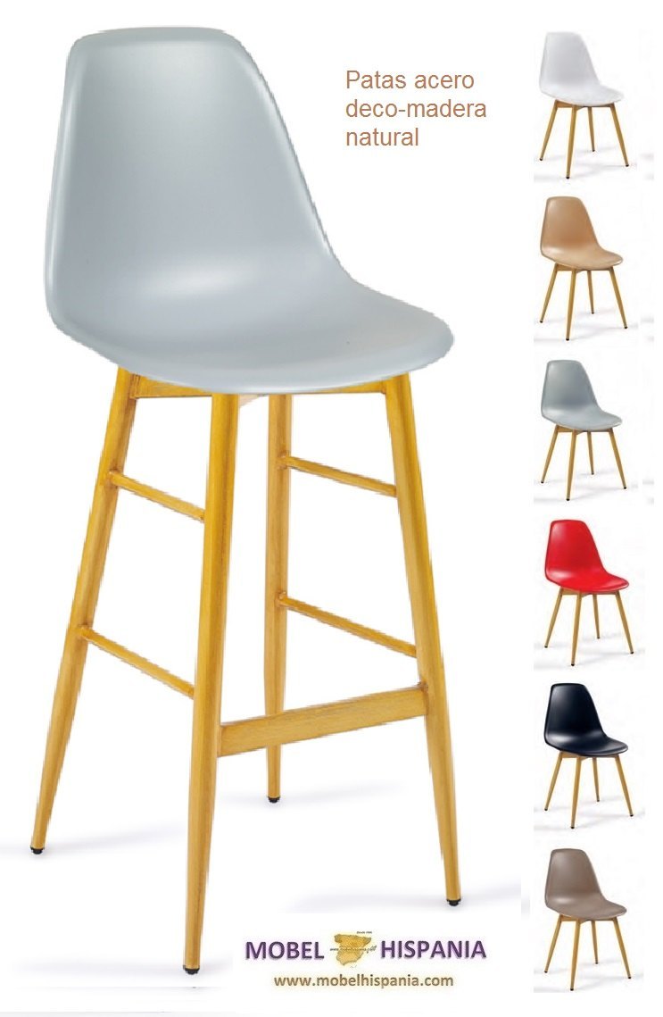 PICASSO banqueta p4 acero deco madera natural carcasa blanca 01