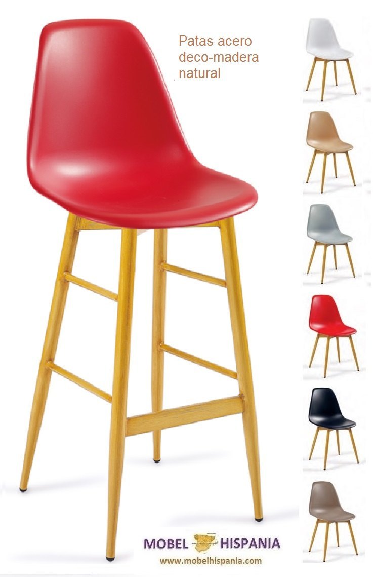 PICASSO banqueta p4 acero deco madera natural carcasa rojo