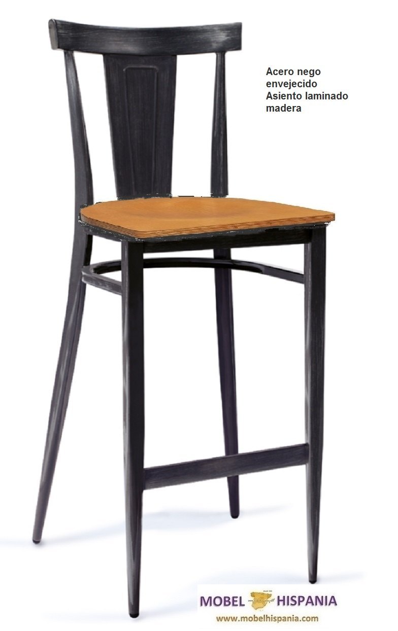 DAKOTA silla acero negro envejecido asiento laminado 06 1