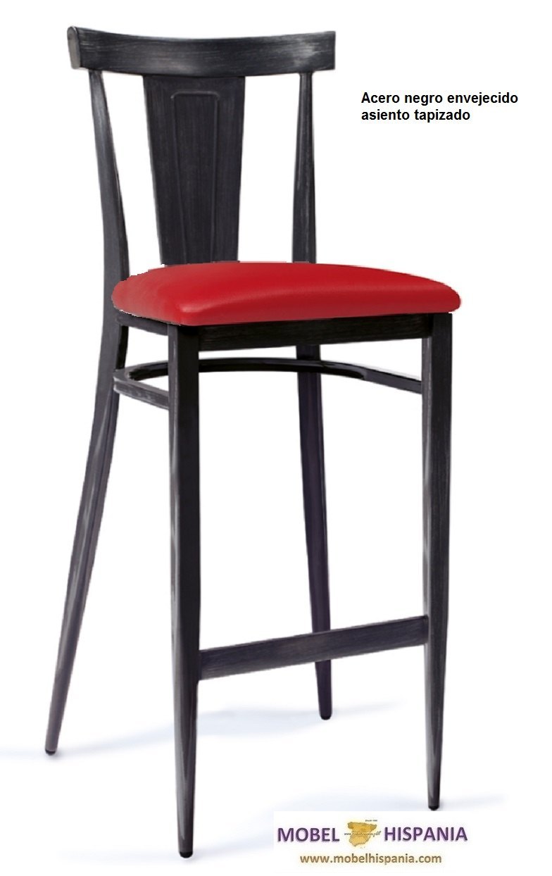 DAKOTA silla acero negro envejecido asiento tapizado indiana 06 1