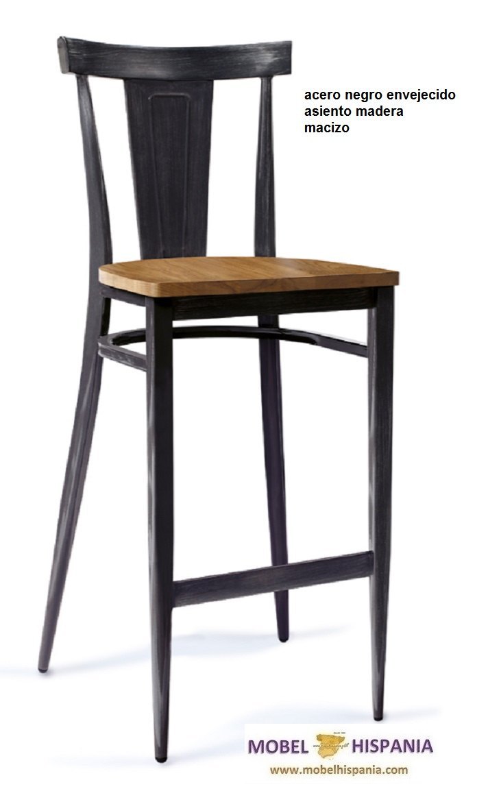 DAKOTA silla acero negro envejecido asiento macizo 06 1