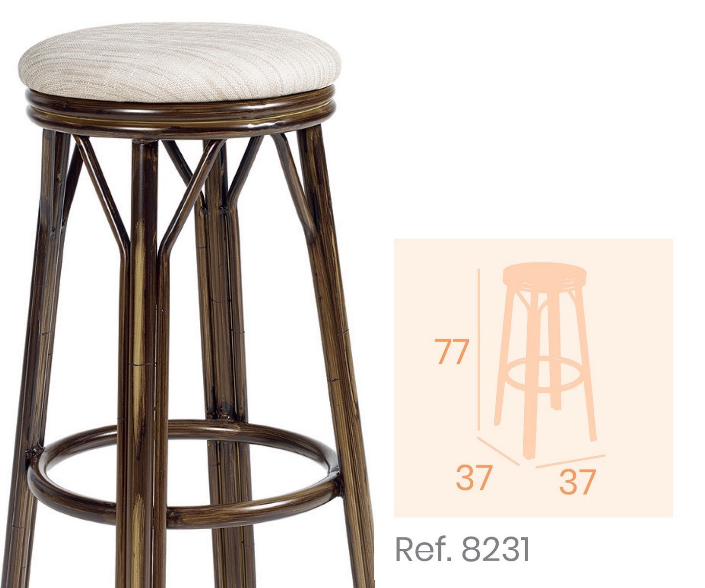 8231 Banqueta aluminio Grafito compact nogal 07 1