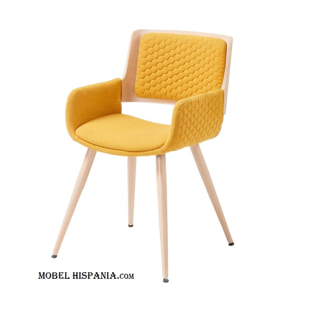 ANDRE Amarilla Silla estilo nordico madera tapizada Mobel Hispania