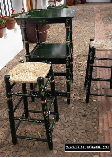 Mesa alta verde cuadrada 07