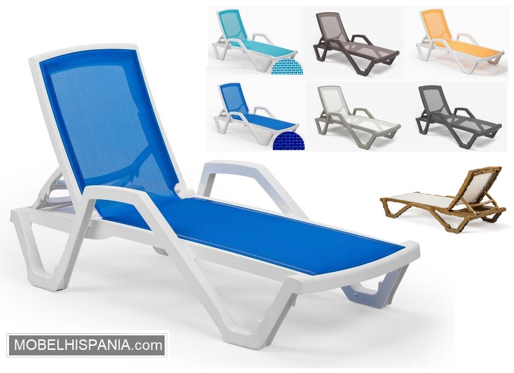 DINA tumbona brazos azul w