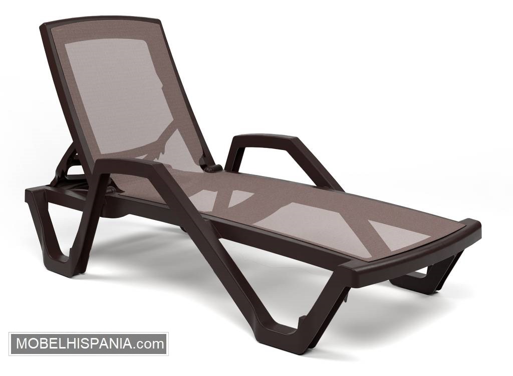 DINA tumbona brazos marron