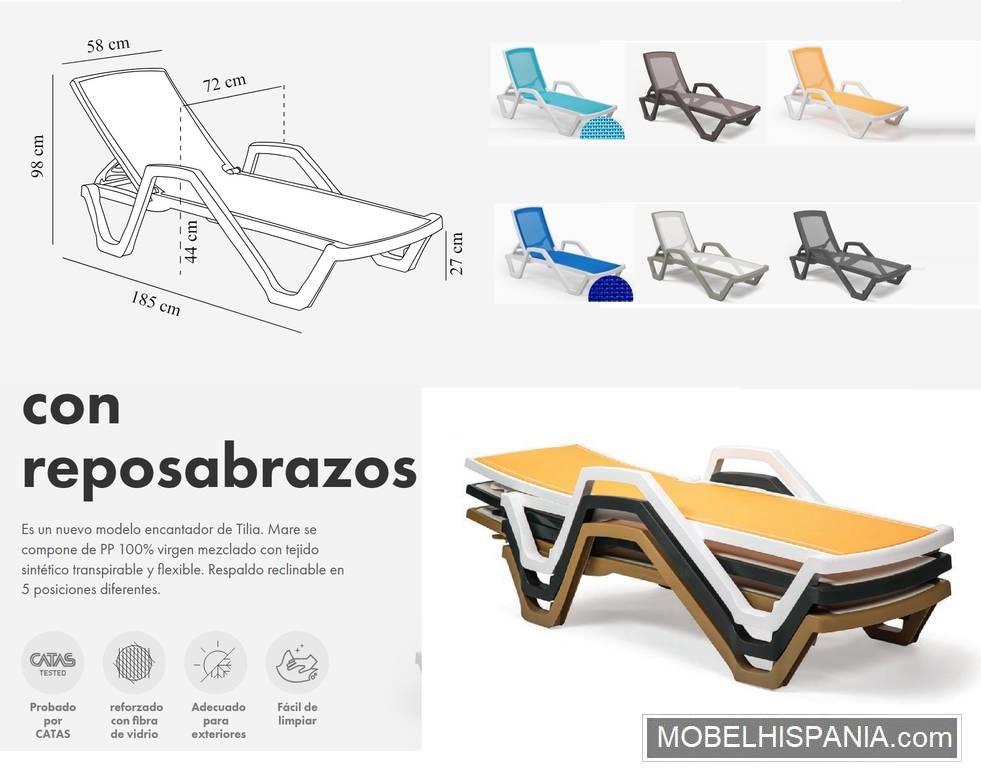 DINA tumbona brazos medidas