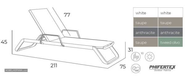 VILA tumbona brazos ficha