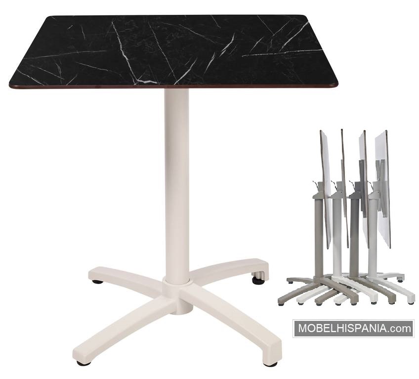 KOS mesa blanca marmol negro