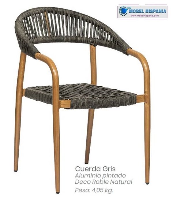 3600 Sillon roble cuerda gris