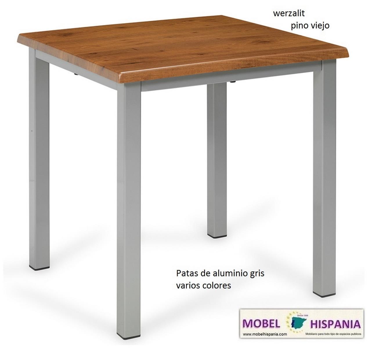 677-mesa-aluminio-gris-tablero-werzalit-pino-viejo 677 mesa aluminio gris tablero werzalit pino viejo