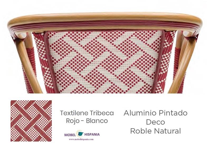 5959 sillon roble natural textilene rojo