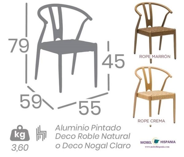 3050 sillon roble natural cuerda crema 3