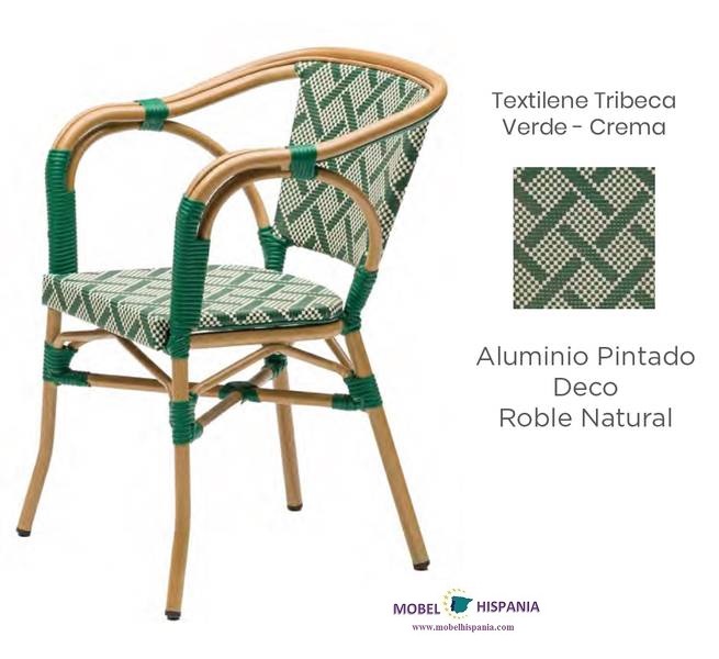 5959 sillon roble natural textilene verde