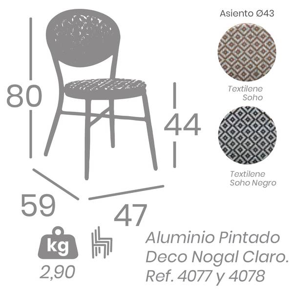 4078 silla nogal claro textilene soho negro 2
