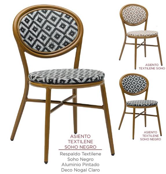 4078 silla nogal claro textilene soho negro 1
