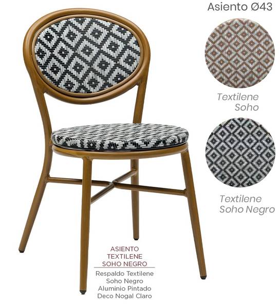4078 silla nogal claro textilene soho negro