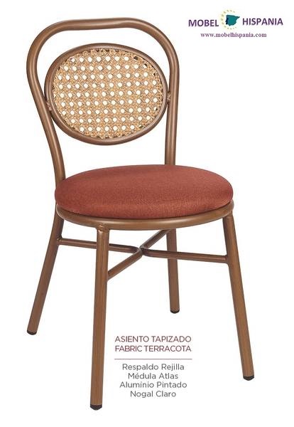 4080 silla nogal claro tapizado terracota