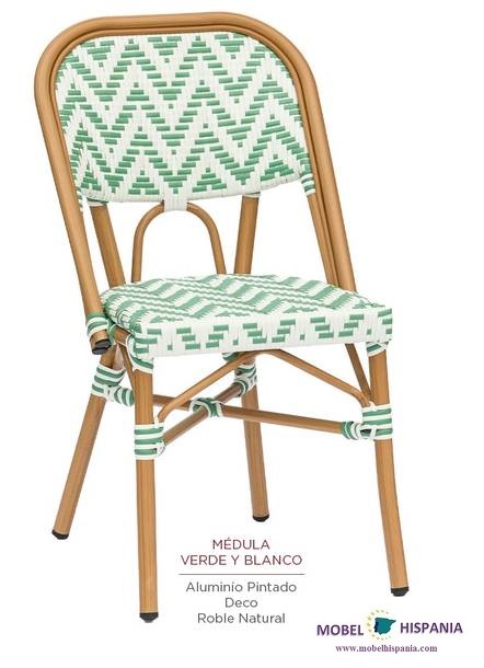 4085 silla roble natural medula verde y blanco