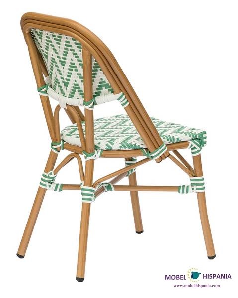 4085 silla roble natural medula verde y blanco trasera