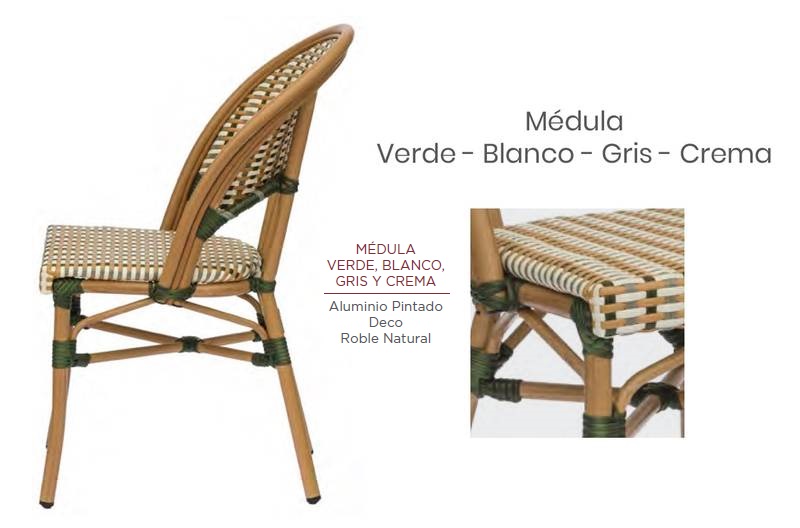 LOUVRE silla roble natural medula verde trasera 1