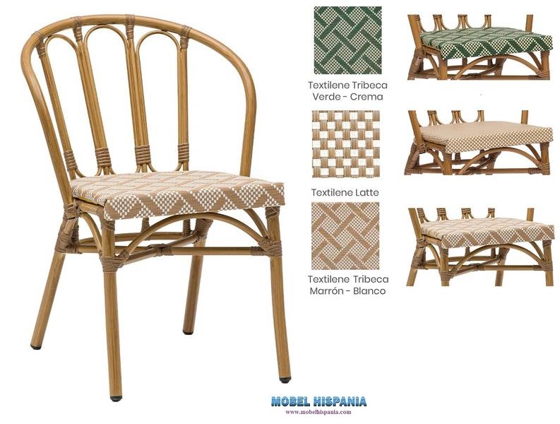 4110 silla roble natural Textilene Tribeca Marron 2