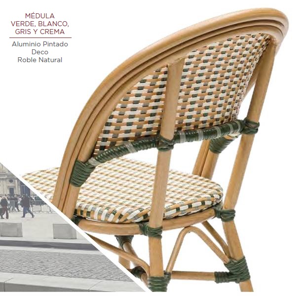 LOUVRE silla roble natural medula verde trasera 2