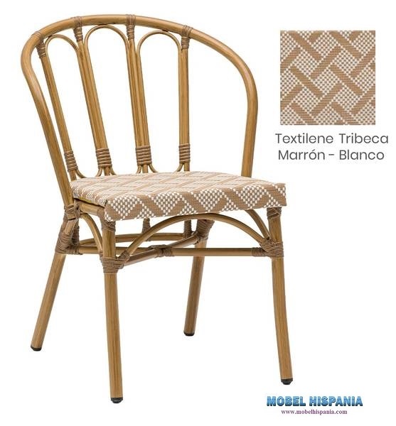 4110 silla roble natural Textilene Tribeca Marron