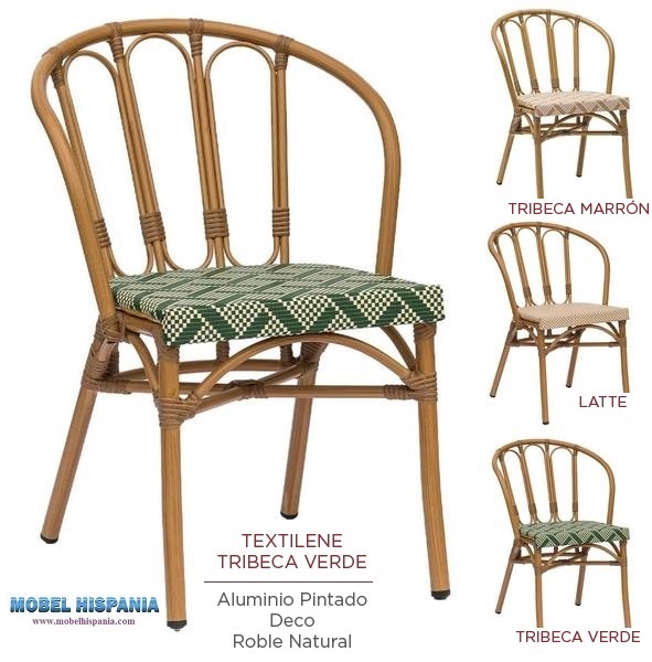 4110 silla roble natural Textilene Tribeca Verde w